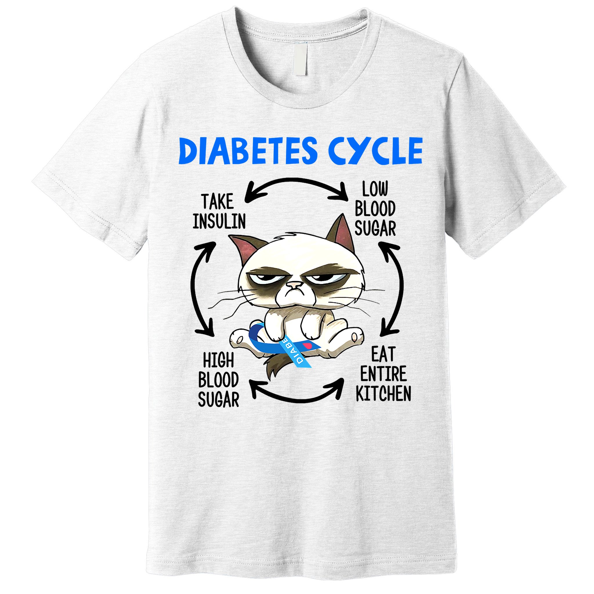 Cat Lover Funny Diabetes Cycle Awareness Premium T-Shirt
