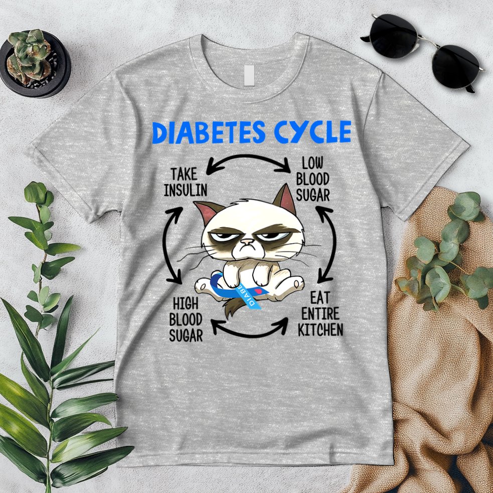 Cat Lover Funny Diabetes Cycle Awareness Premium T-Shirt