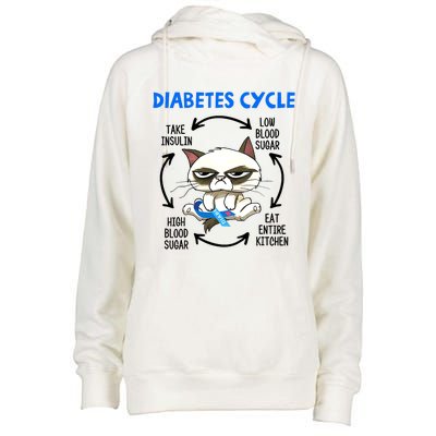 Cat Lover Funny Diabetes Cycle Awareness Womens Funnel Neck Pullover Hood