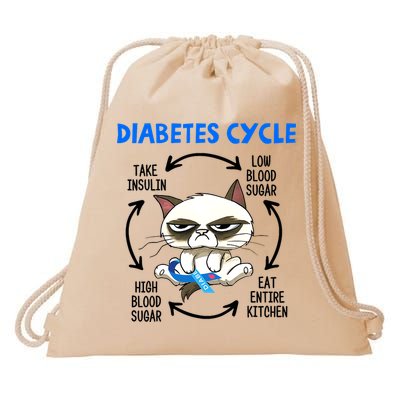 Cat Lover Funny Diabetes Cycle Awareness Drawstring Bag
