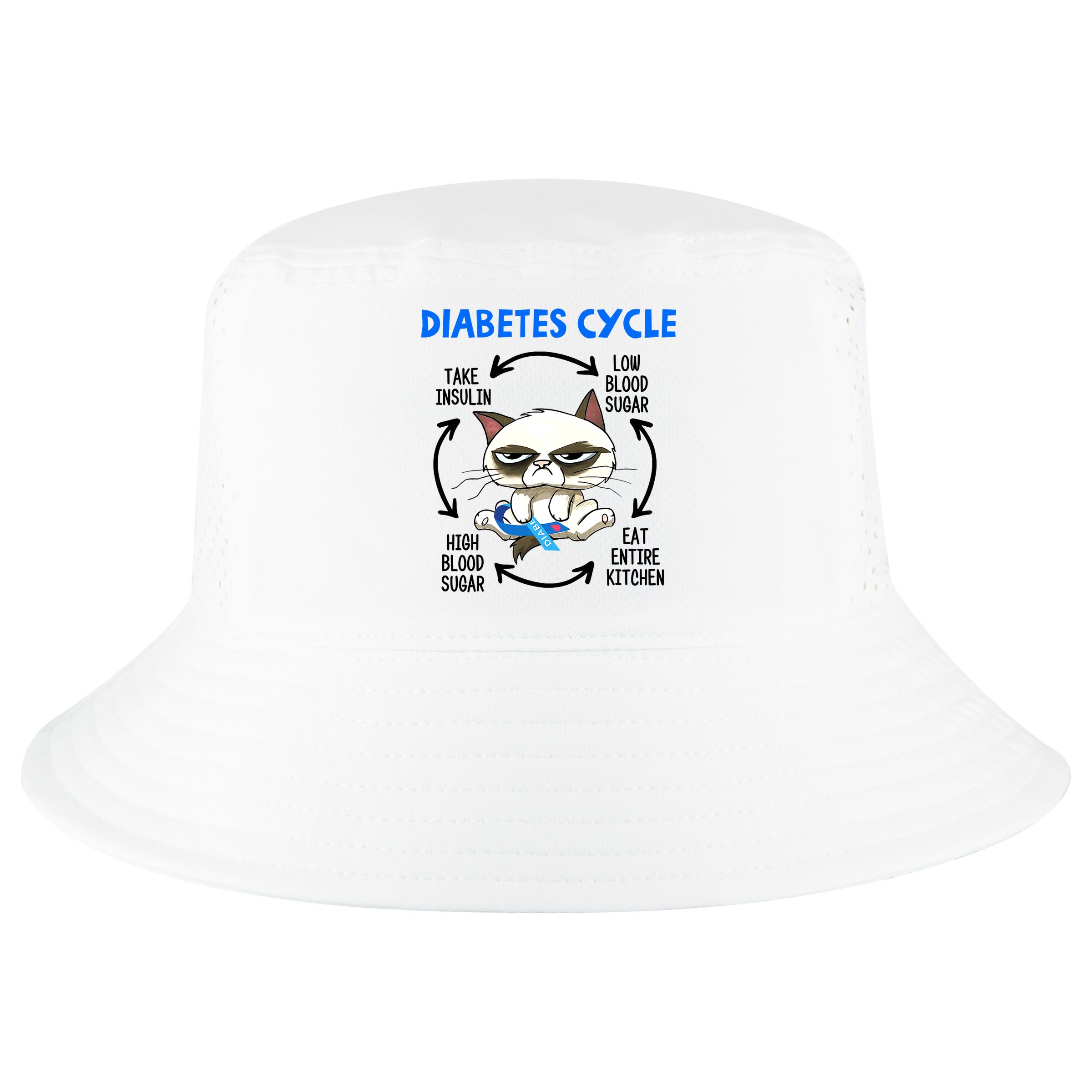 Cat Lover Funny Diabetes Cycle Awareness Cool Comfort Performance Bucket Hat