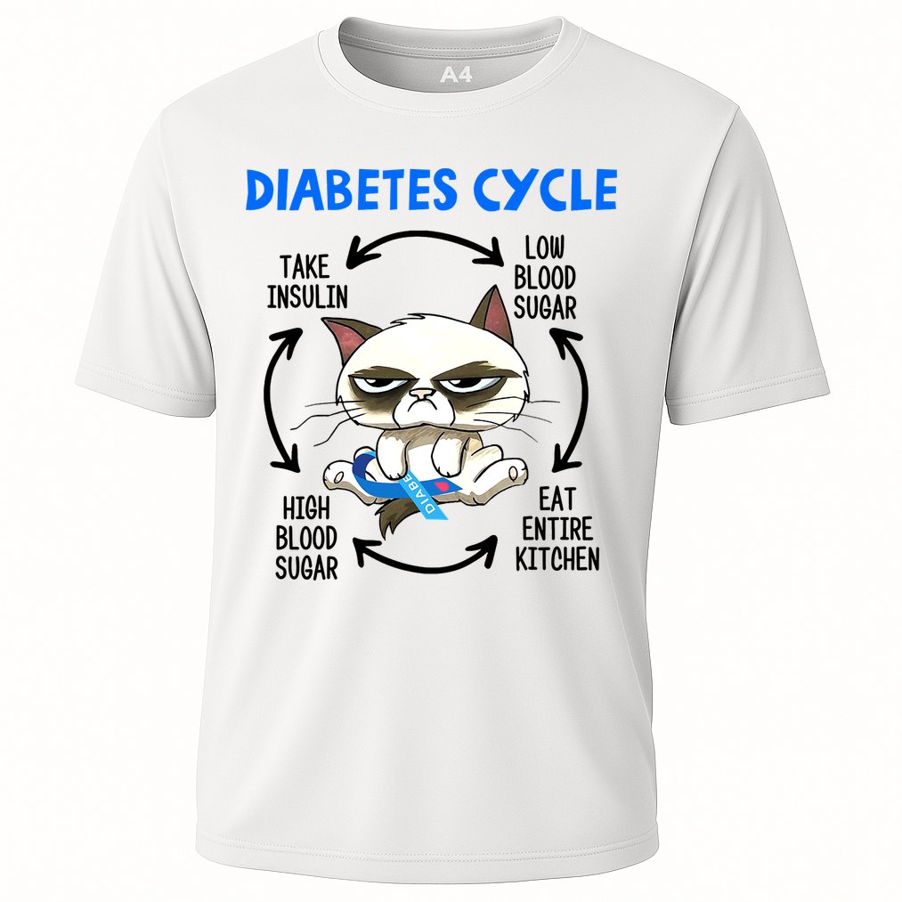 Cat Lover Funny Diabetes Cycle Awareness Cooling Performance Crew T-Shirt