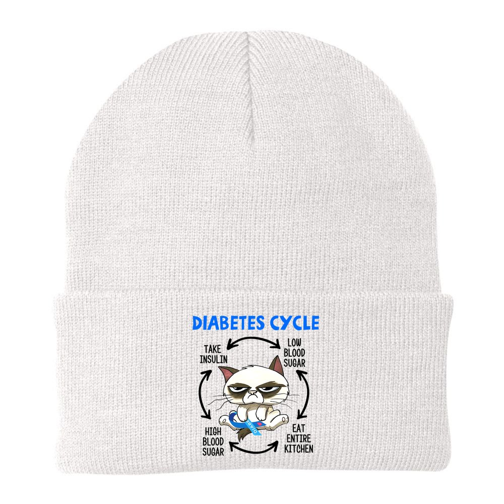 Cat Lover Funny Diabetes Cycle Awareness Beanie