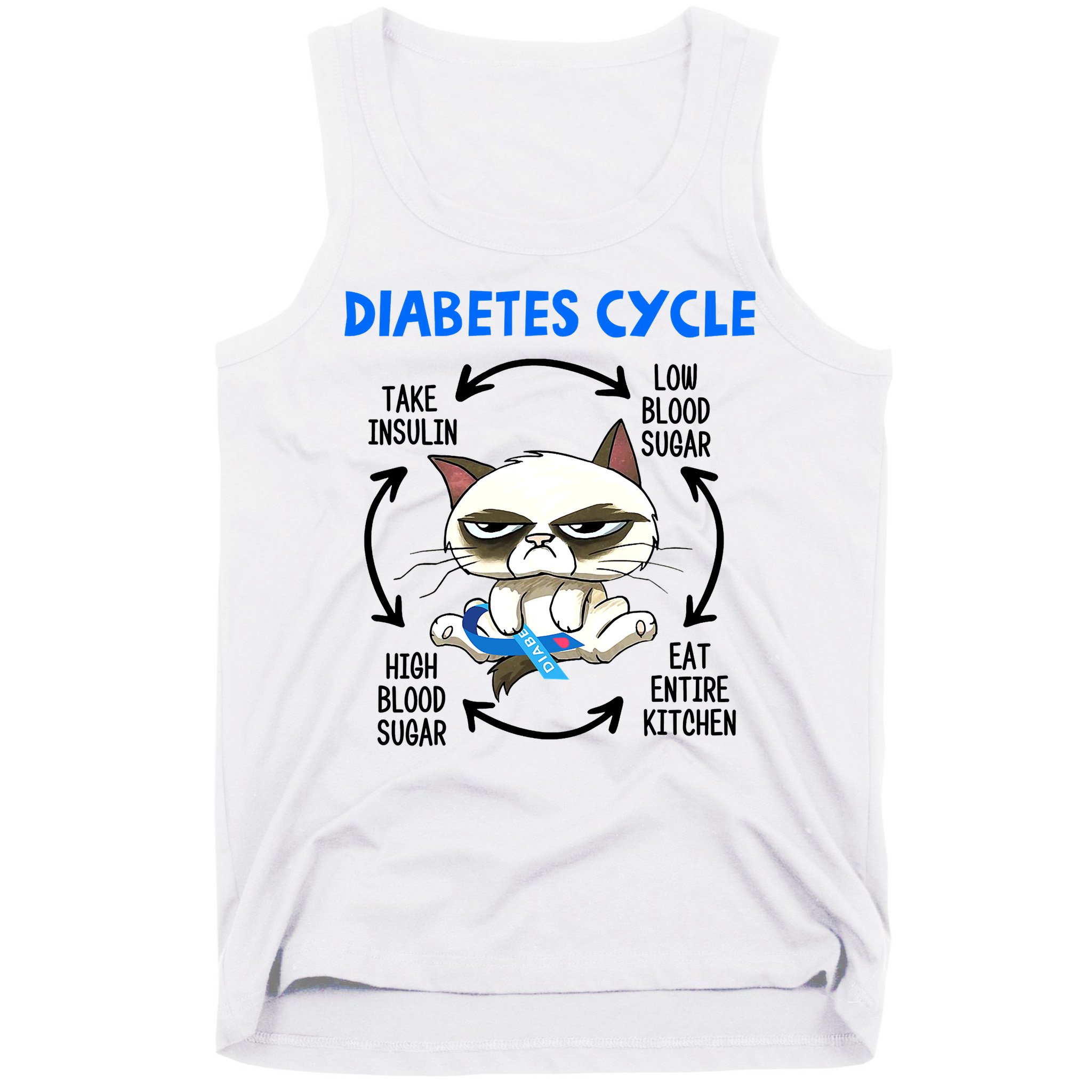 Cat Lover Funny Diabetes Cycle Awareness Tank Top