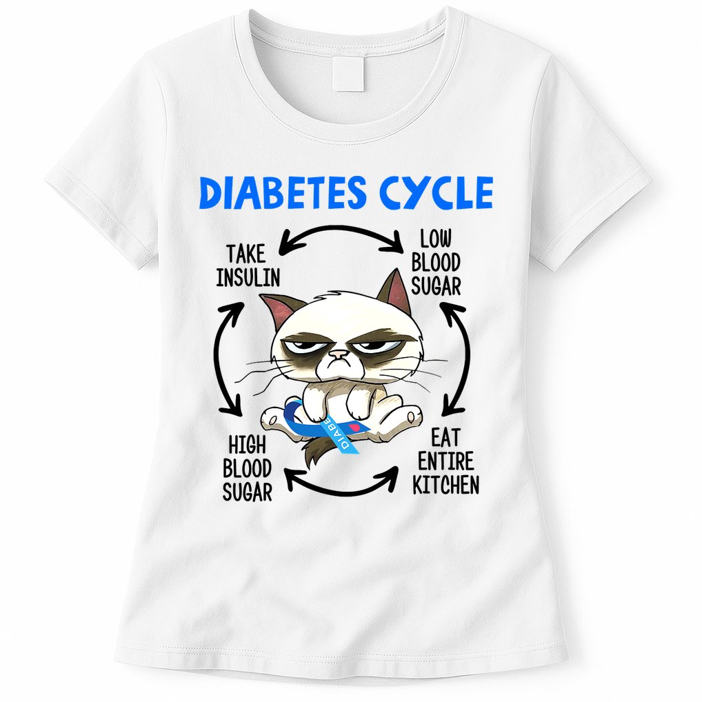 Cat Lover Funny Diabetes Cycle Awareness Womens T-Shirt