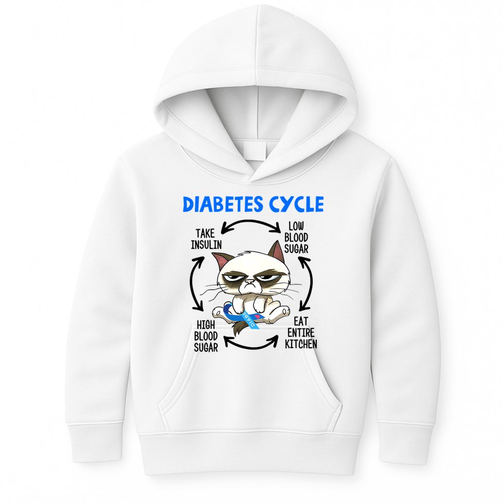 Cat Lover Funny Diabetes Cycle Awareness Kids Hoodie