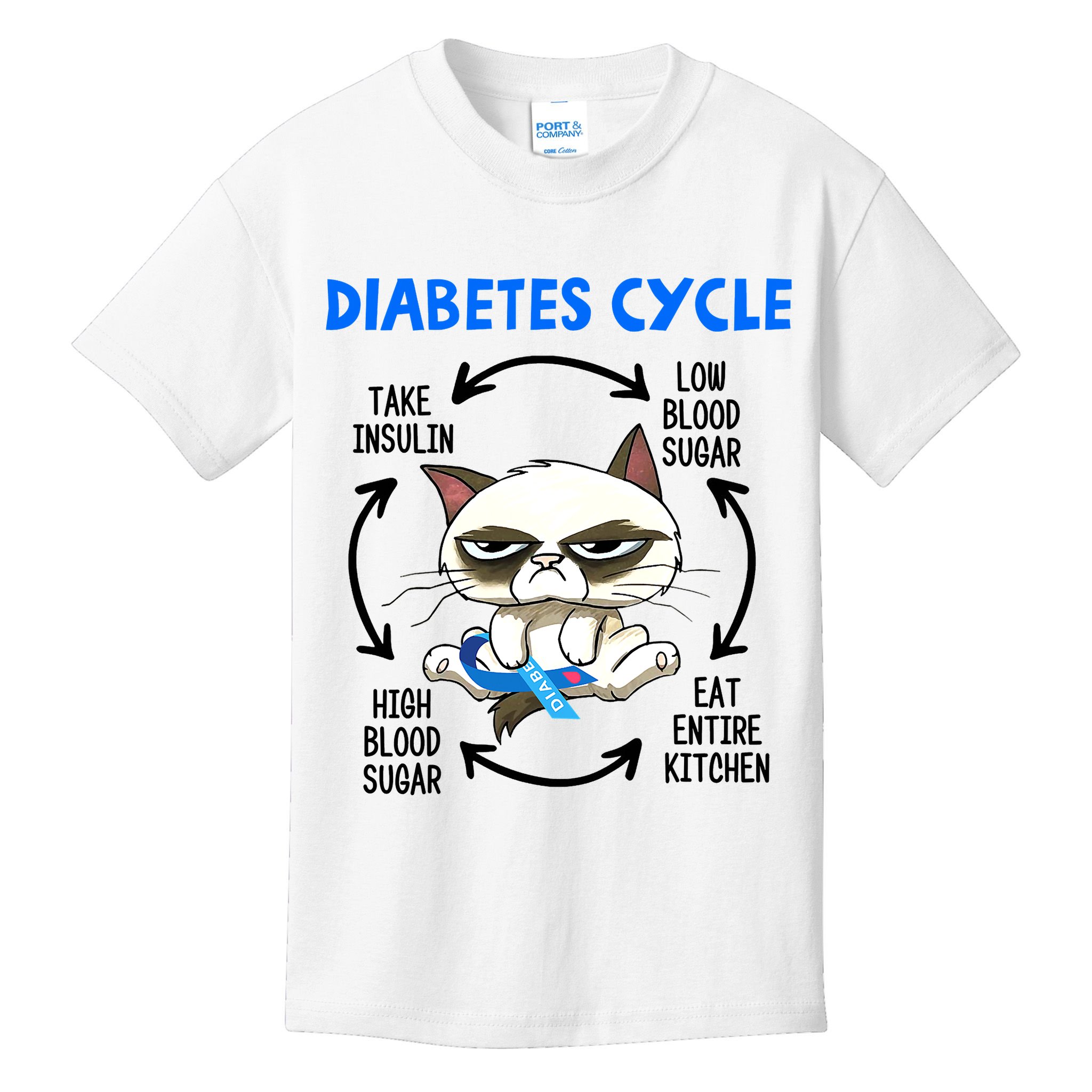 Cat Lover Funny Diabetes Cycle Awareness Kids T-Shirt