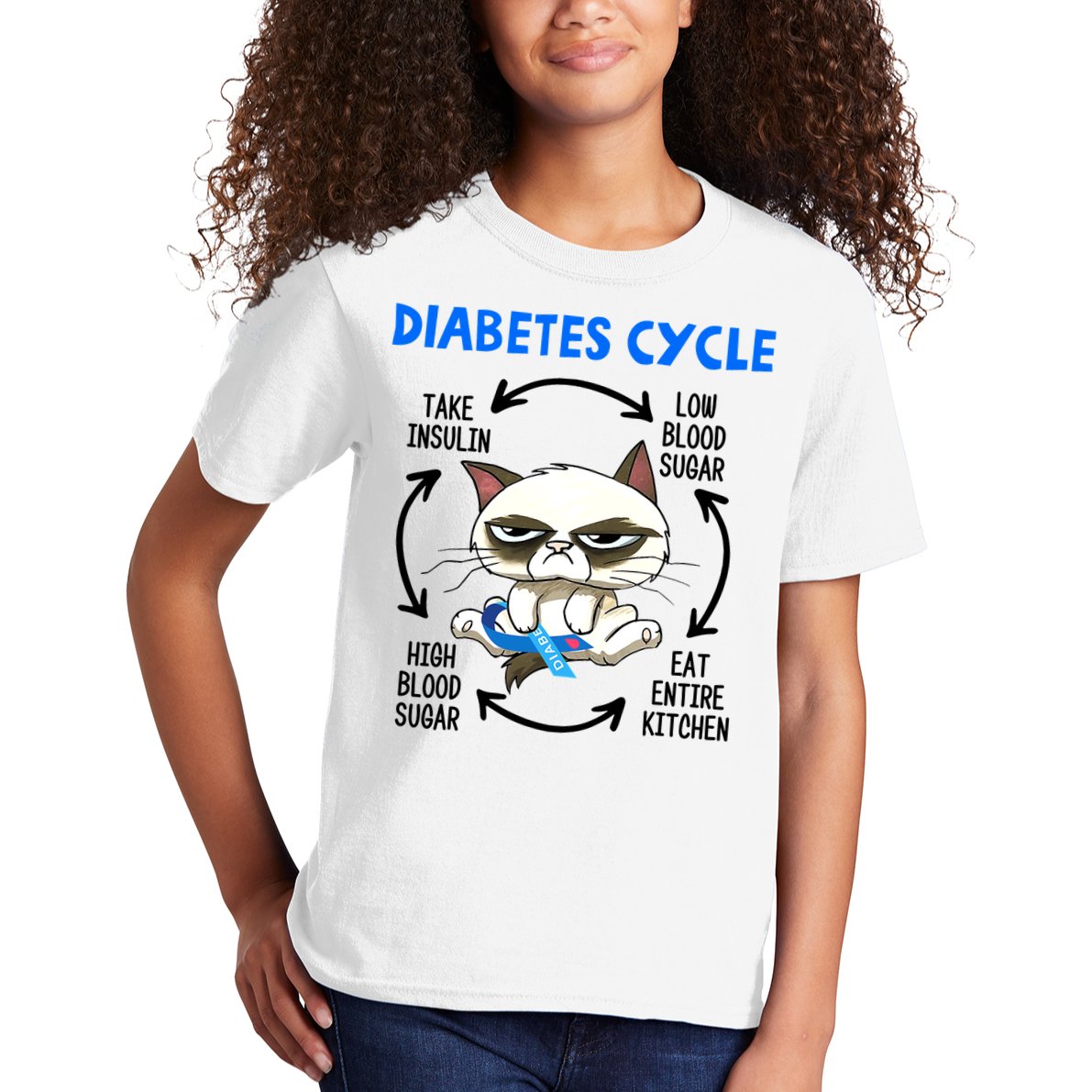 Cat Lover Funny Diabetes Cycle Awareness Kids T-Shirt