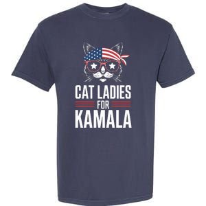 Cat Ladies For Kamala Funny Cat 2024 President Kamalaharris Garment-Dyed Heavyweight T-Shirt