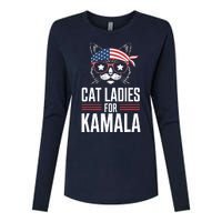 Cat Ladies For Kamala Funny Cat 2024 President Kamalaharris Womens Cotton Relaxed Long Sleeve T-Shirt