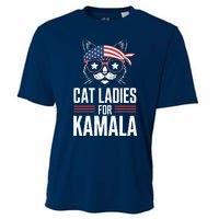 Cat Ladies For Kamala Funny Cat 2024 President Kamalaharris Cooling Performance Crew T-Shirt