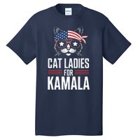 Cat Ladies For Kamala Funny Cat 2024 President Kamalaharris Tall T-Shirt