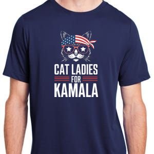 Cat Ladies For Kamala Funny Cat 2024 President Kamalaharris Adult ChromaSoft Performance T-Shirt