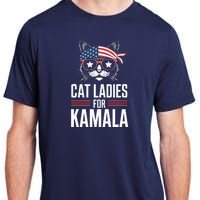 Cat Ladies For Kamala Funny Cat 2024 President Kamalaharris Adult ChromaSoft Performance T-Shirt