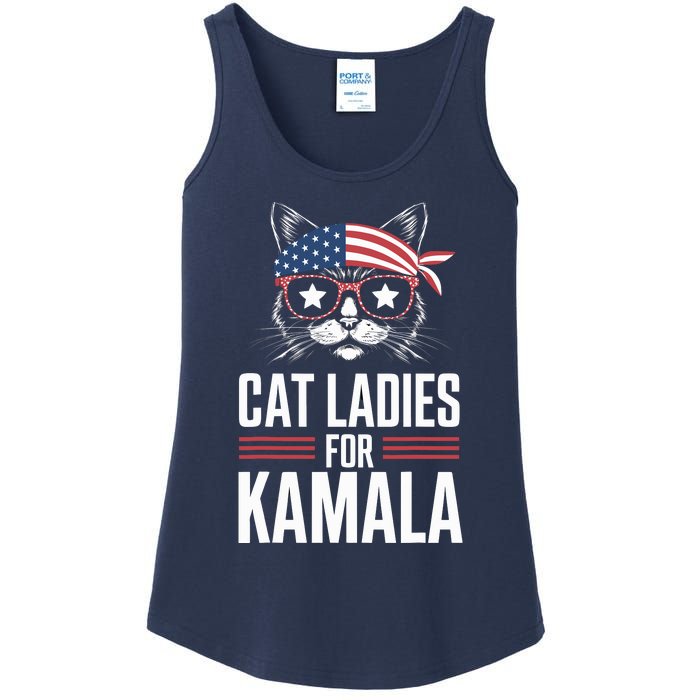 Cat Ladies For Kamala Funny Cat 2024 President Kamalaharris Ladies Essential Tank