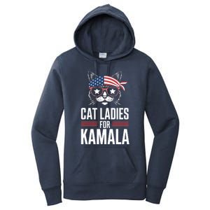 Cat Ladies For Kamala Funny Cat 2024 President Kamalaharris Women's Pullover Hoodie