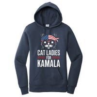 Cat Ladies For Kamala Funny Cat 2024 President Kamalaharris Women's Pullover Hoodie