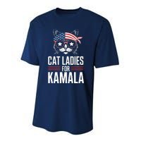 Cat Ladies For Kamala Funny Cat 2024 President Kamalaharris Performance Sprint T-Shirt