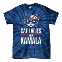 Cat Ladies For Kamala Funny Cat 2024 President Kamalaharris Tie-Dye T-Shirt