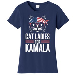 Cat Ladies For Kamala Funny Cat 2024 President Kamalaharris Women's T-Shirt