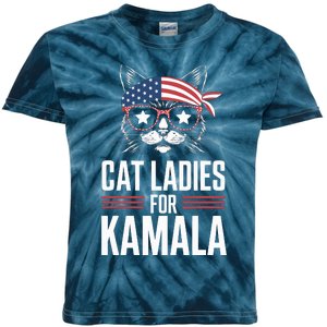 Cat Ladies For Kamala Funny Cat 2024 President Kamalaharris Kids Tie-Dye T-Shirt