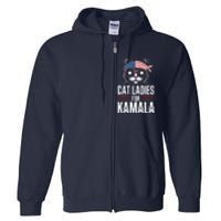 Cat Ladies For Kamala Funny Cat 2024 President Kamalaharris Full Zip Hoodie