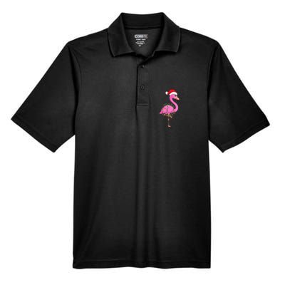 Christmas Lights Flamingo Wearing Xmas Hat Flamingo Lover Men's Origin Performance Pique Polo