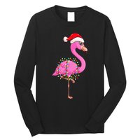 Christmas Lights Flamingo Wearing Xmas Hat Flamingo Lover Long Sleeve Shirt