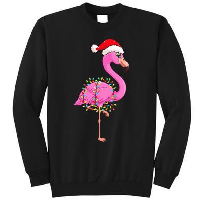 Christmas Lights Flamingo Wearing Xmas Hat Flamingo Lover Sweatshirt