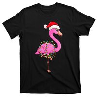 Christmas Lights Flamingo Wearing Xmas Hat Flamingo Lover T-Shirt