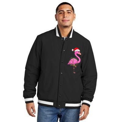 Christmas Lights Flamingo Wearing Xmas Hat Flamingo Lover Insulated Varsity Jacket