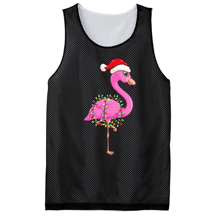 Christmas Lights Flamingo Wearing Xmas Hat Flamingo Lover Mesh Reversible Basketball Jersey Tank