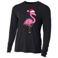 Christmas Lights Flamingo Wearing Xmas Hat Flamingo Lover Cooling Performance Long Sleeve Crew