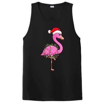 Christmas Lights Flamingo Wearing Xmas Hat Flamingo Lover PosiCharge Competitor Tank