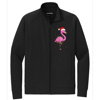 Christmas Lights Flamingo Wearing Xmas Hat Flamingo Lover Stretch Full-Zip Cadet Jacket