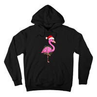 Christmas Lights Flamingo Wearing Xmas Hat Flamingo Lover Tall Hoodie