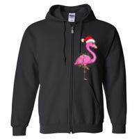 Christmas Lights Flamingo Wearing Xmas Hat Flamingo Lover Full Zip Hoodie