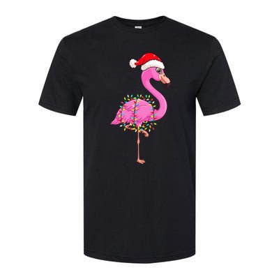 Christmas Lights Flamingo Wearing Xmas Hat Flamingo Lover Softstyle CVC T-Shirt