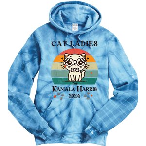 Cat Ladies For Kamala Harris Tie Dye Hoodie