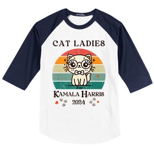 Cat Ladies For Kamala Harris Baseball Sleeve Shirt