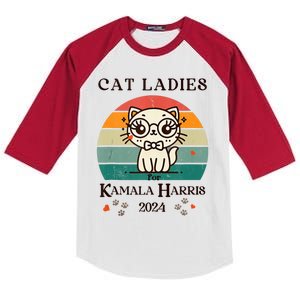 Cat Ladies For Kamala Harris Kids Colorblock Raglan Jersey