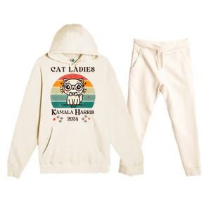 Cat Ladies For Kamala Harris Premium Hooded Sweatsuit Set