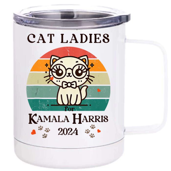 Cat Ladies For Kamala Harris 12 oz Stainless Steel Tumbler Cup