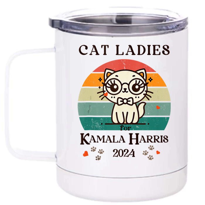 Cat Ladies For Kamala Harris 12 oz Stainless Steel Tumbler Cup