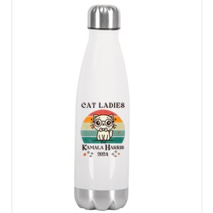 Cat Ladies For Kamala Harris Stainless Steel Insulated Water Bottle