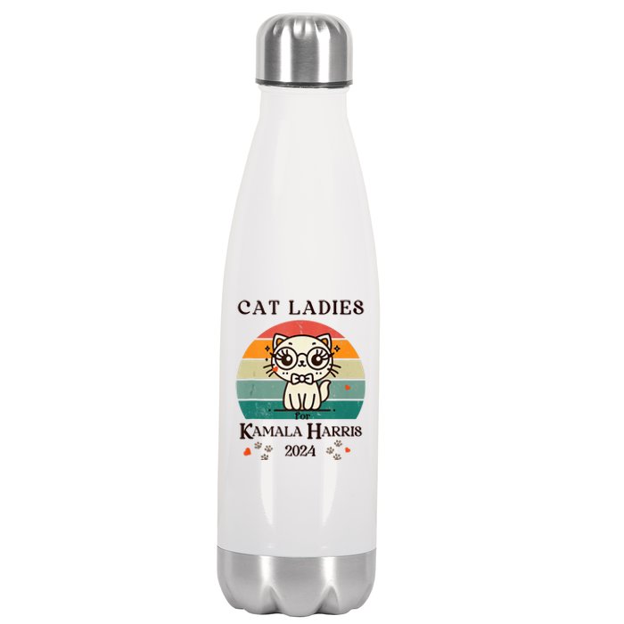 Cat Ladies For Kamala Harris Stainless Steel Insulated Water Bottle