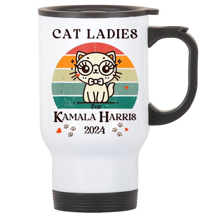 Cat Ladies For Kamala Harris Stainless Steel Travel Mug