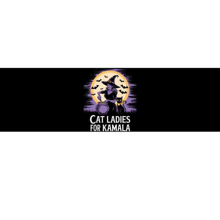 Cat Ladies For Kamala Harris 2024 Witches Harris Halloween Bumper Sticker