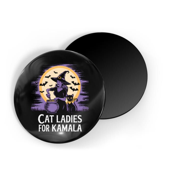 Cat Ladies For Kamala Harris 2024 Witches Harris Halloween Magnet