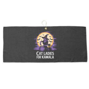 Cat Ladies For Kamala Harris 2024 Witches Harris Halloween Large Microfiber Waffle Golf Towel